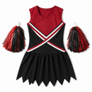 Kids’ Zombie Cheerleader Costume – Dress & Pom Poms white background product image