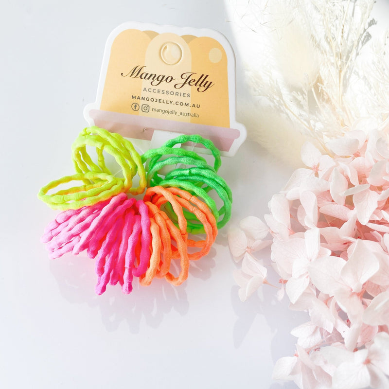 MANGO JELLY Kids Hair Ties (3cm) - Silky Pop Neon - One Pack - NuSea