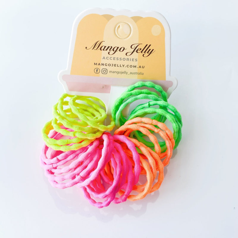 MANGO JELLY Kids Hair Ties (3cm) - Silky Pop Neon - One Pack - NuSea