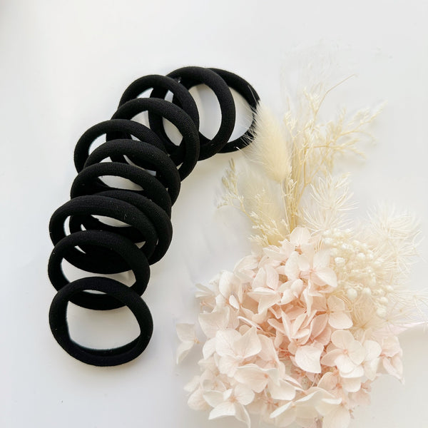 MANGO JELLY Metal Free Hair ties (4.5cm) - BLACK 10P - One Pack - NuSea