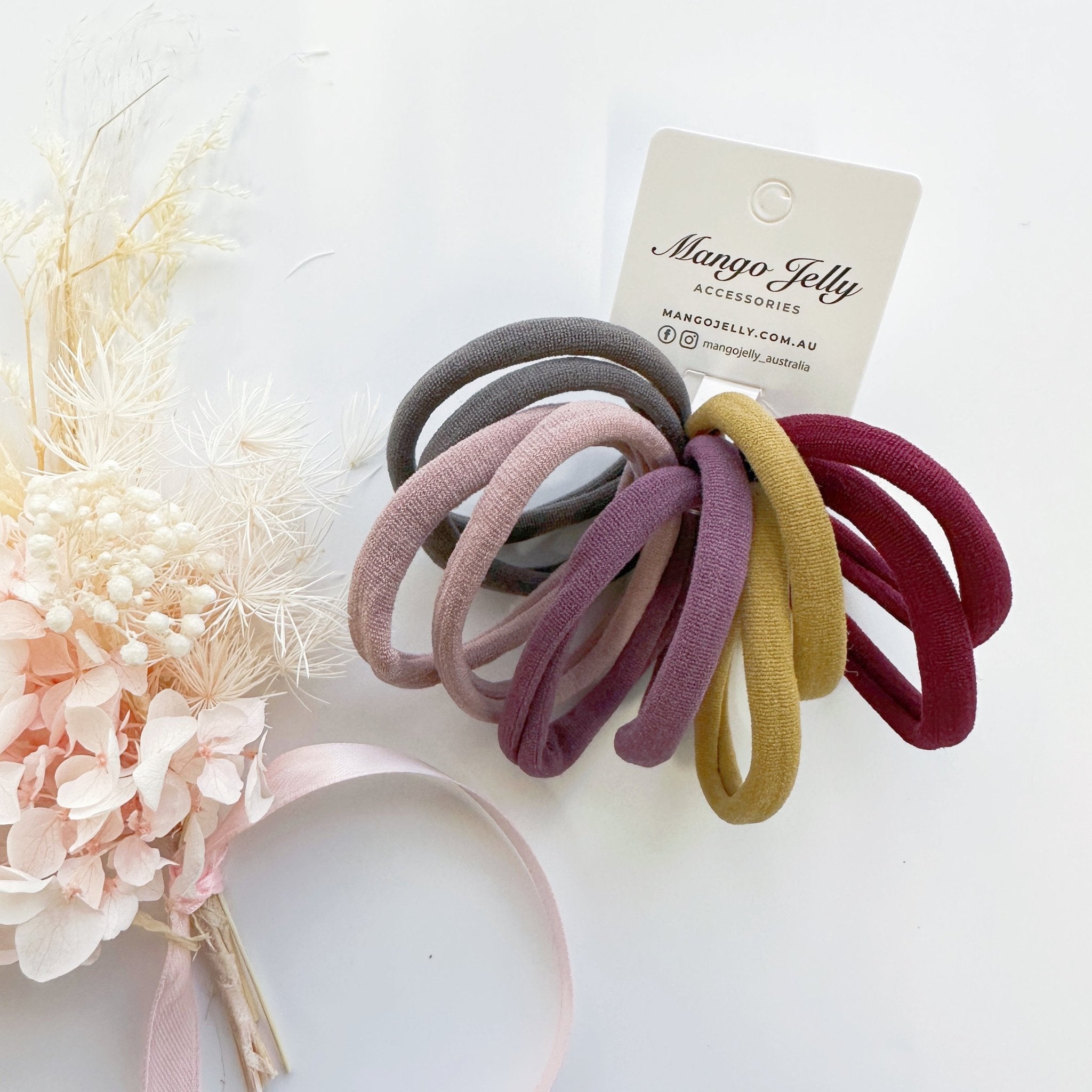 MANGO JELLY Metal Free Hair ties (4.5cm) - Blush Mixed 10P - One Pack - NuSea