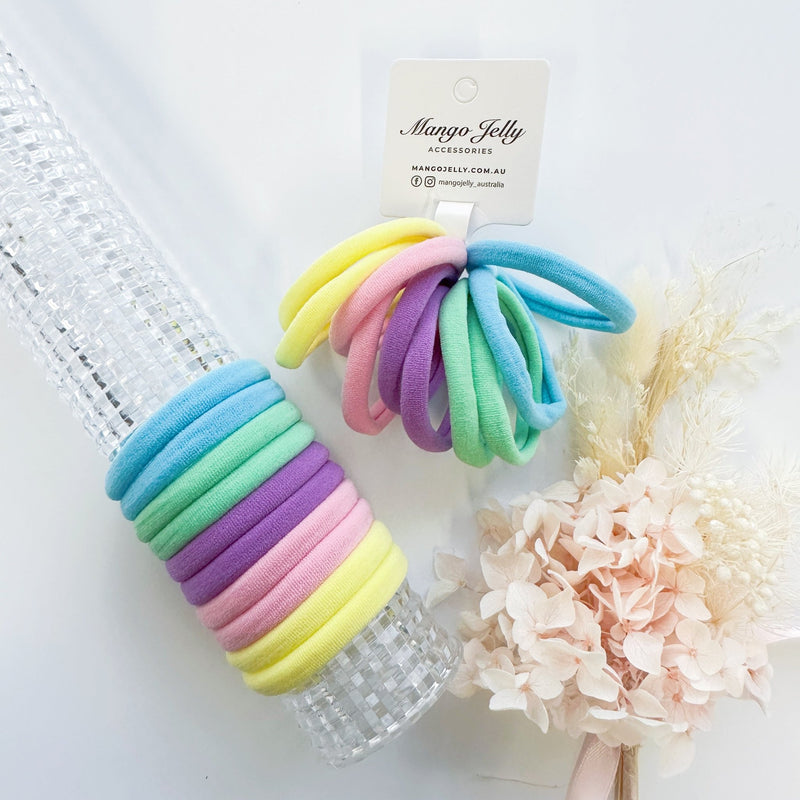 MANGO JELLY Metal Free Hair ties (4.5cm) - Pastel Mixed 10P - One Pack - NuSea