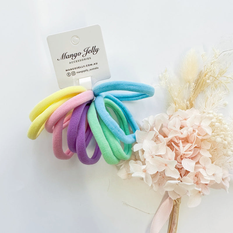 MANGO JELLY Metal Free Hair ties (4.5cm) - Pastel Mixed 10P - One Pack - NuSea