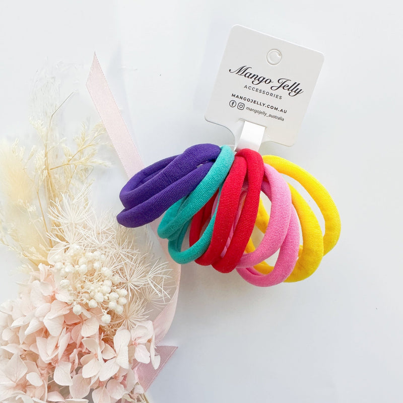 MANGO JELLY Metal Free Hair ties (4.5cm) - Pop Mixed 10P - One Pack - NuSea