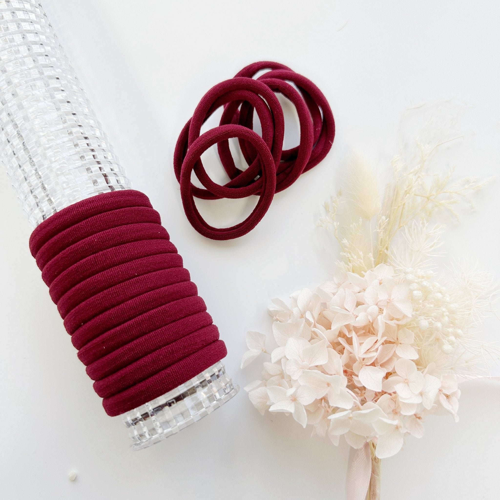 MANGO JELLY Metal Free Hair ties (4.5cm) - School Colour Maroon 10P - One Pack - NuSea
