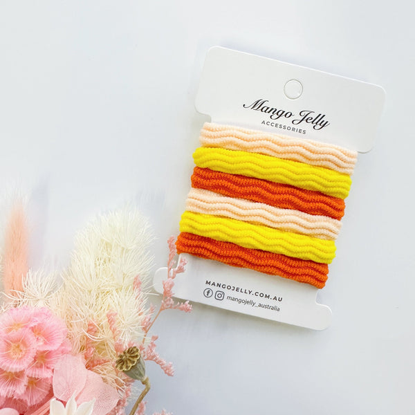 MANGO JELLY Metal Free Textured Hair ties 4cm (Thick) - Autumn - One Pack - NuSea