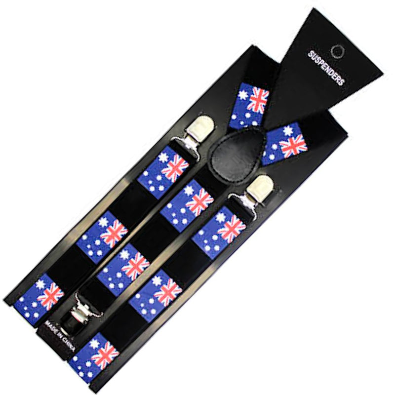 Mens Suspenders Braces Adjustable Strong Clip On Elastic Formal Wedding Slim - Australia Flag - NuSea