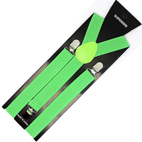 Mens Suspenders Braces Adjustable Strong Clip On Elastic Formal Wedding Slim - Dark Green - NuSea