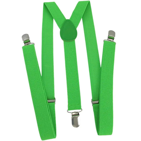 Mens Suspenders Braces Adjustable Strong Clip On Elastic Formal Wedding Slim - Green - NuSea