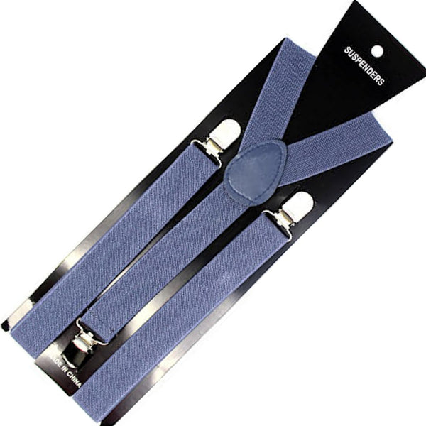 Mens Suspenders Braces Adjustable Strong Clip On Elastic Formal Wedding Slim - Grey - NuSea