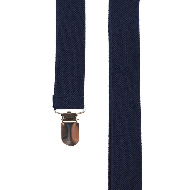 Mens Suspenders Braces Adjustable Strong Clip On Elastic Formal Wedding Slim - Navy Blue - NuSea