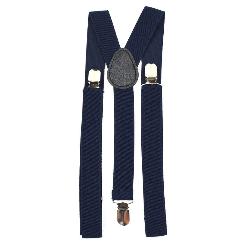 Mens Suspenders Braces Adjustable Strong Clip On Elastic Formal Wedding Slim - Navy Blue - NuSea