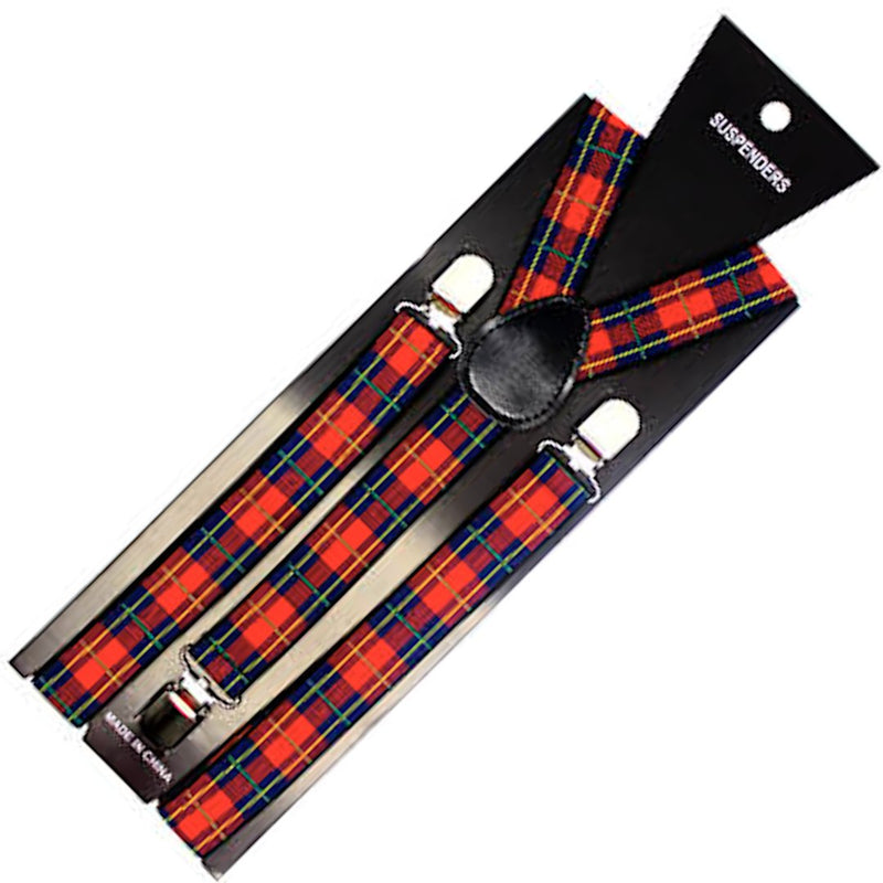 Mens Suspenders Braces Adjustable Strong Clip On Elastic Formal Wedding Slim - Tartan 1 - NuSea