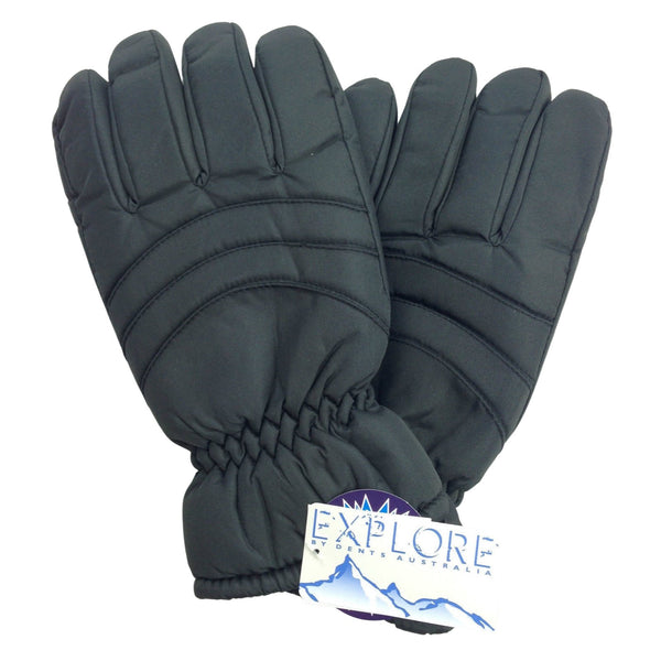 Mens Thermal Ski Gloves Waterproof Warm Winter Snow Insulation Plain - Black - S/M - NuSea