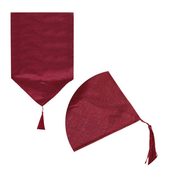 Metallic Texture Table Runner with Tassel 33 x 180 cm Red - NuSea