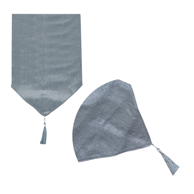 Metallic Texture Table Runner with Tassel 33 x 180 cm Silver - NuSea