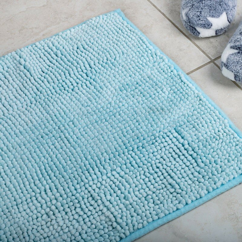 Microfiber Shower & Bathroom Bath Mat Non Slip Soft Pile Design (Aqua) - NuSea