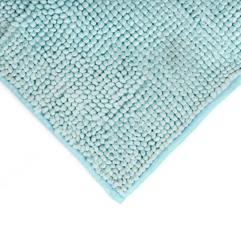 Microfiber Shower & Bathroom Bath Mat Non Slip Soft Pile Design (Aqua) - NuSea