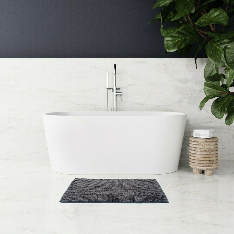 Microfiber Shower & Bathroom Bath Mat Non Slip Soft Pile Design (Dark Grey) - NuSea