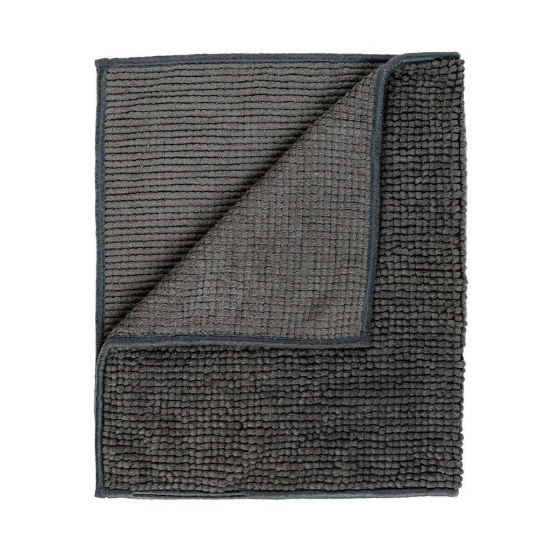 Microfiber Shower & Bathroom Bath Mat Non Slip Soft Pile Design (Dark Grey) - NuSea