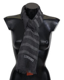 Missoni Men's Gray Striped Wool Unisex Neck Wrap Fringes Scarf - One Size - NuSea