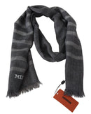 Missoni Men's Gray Striped Wool Unisex Neck Wrap Fringes Scarf - One Size - NuSea