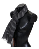 Missoni Men's Gray Striped Wool Unisex Neck Wrap Fringes Scarf - One Size - NuSea