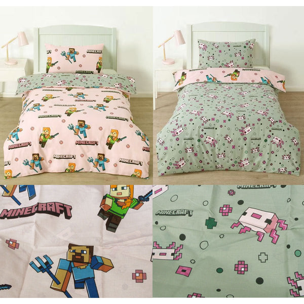 MOJANG Minecraft Reversible Cotton Boys Girls Quilt Cover Set Single - NuSea