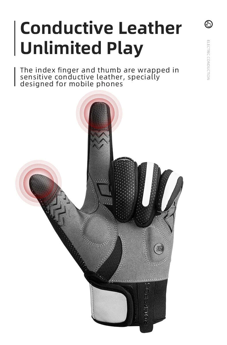 MTB Heated Gloves Large for Mountain Road Bike Breathable Winter Autumn Cycling Camping Running Outdoor Sport Rockbros - NuSea