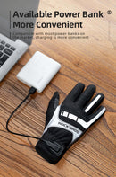 MTB Heated Gloves Large for Mountain Road Bike Breathable Winter Autumn Cycling Camping Running Outdoor Sport Rockbros - NuSea