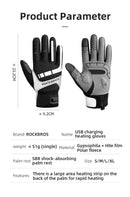MTB Heated Gloves Large for Mountain Road Bike Breathable Winter Autumn Cycling Camping Running Outdoor Sport Rockbros - NuSea