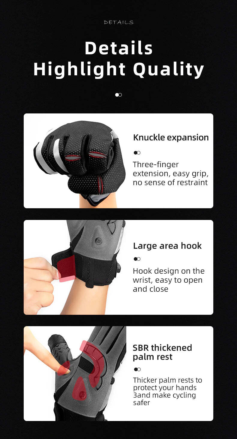 MTB Heated Gloves Large for Mountain Road Bike Breathable Winter Autumn Cycling Camping Running Outdoor Sport Rockbros - NuSea