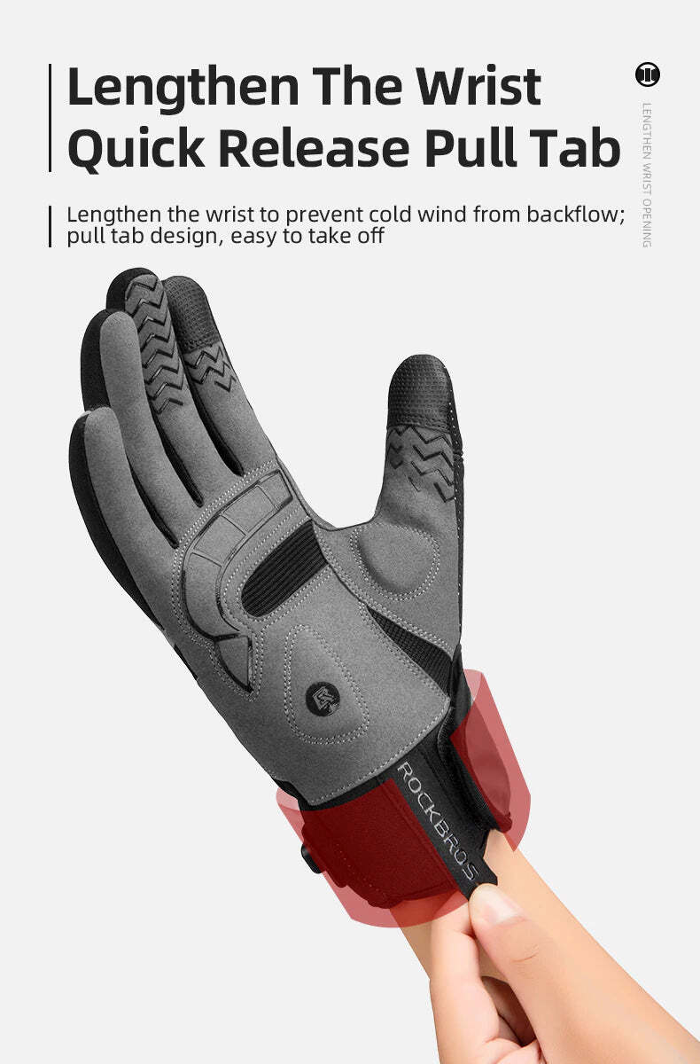 MTB Heated Gloves Large for Mountain Road Bike Breathable Winter Autumn Cycling Camping Running Outdoor Sport Rockbros - NuSea