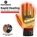 MTB Heated Gloves Large for Mountain Road Bike Breathable Winter Autumn Cycling Camping Running Outdoor Sport Rockbros - NuSea