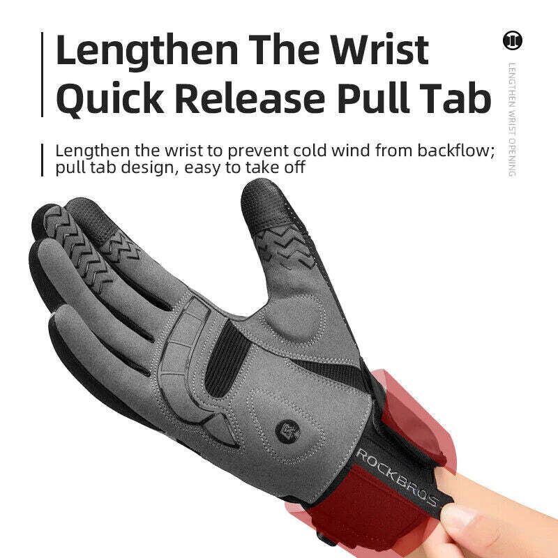 MTB Heated Gloves Large for Mountain Road Bike Breathable Winter Autumn Cycling Camping Running Outdoor Sport Rockbros - NuSea