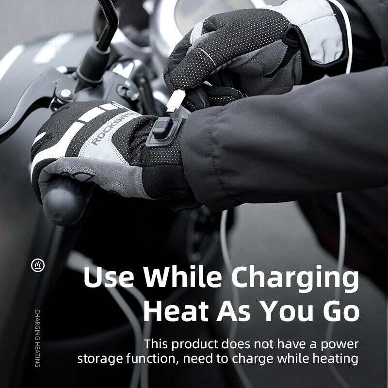 MTB Heated Gloves Large for Mountain Road Bike Breathable Winter Autumn Cycling Camping Running Outdoor Sport Rockbros - NuSea