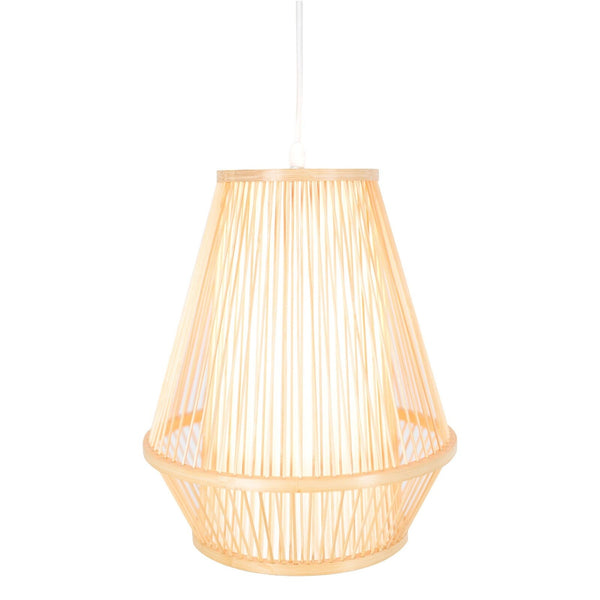 Natural Woven Bamboo Empire Pendant Lamp Hanging Light Bell Shade Boho Tropical - NuSea