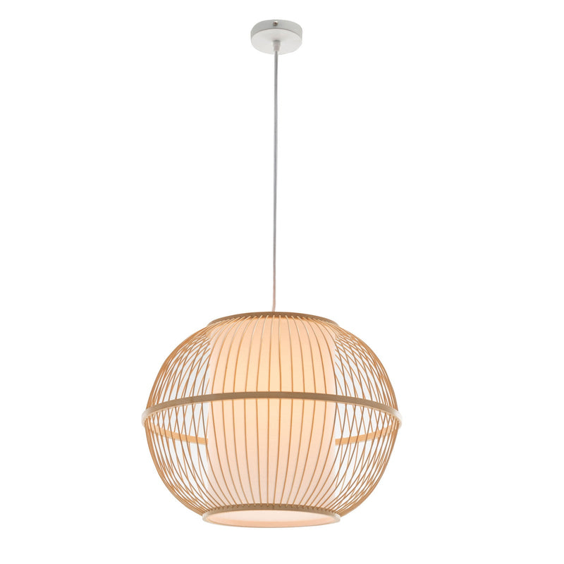 Natural Woven Bamboo Sphere Pendant Lamp Hanging Light Bell Shade Boho Tropical - NuSea