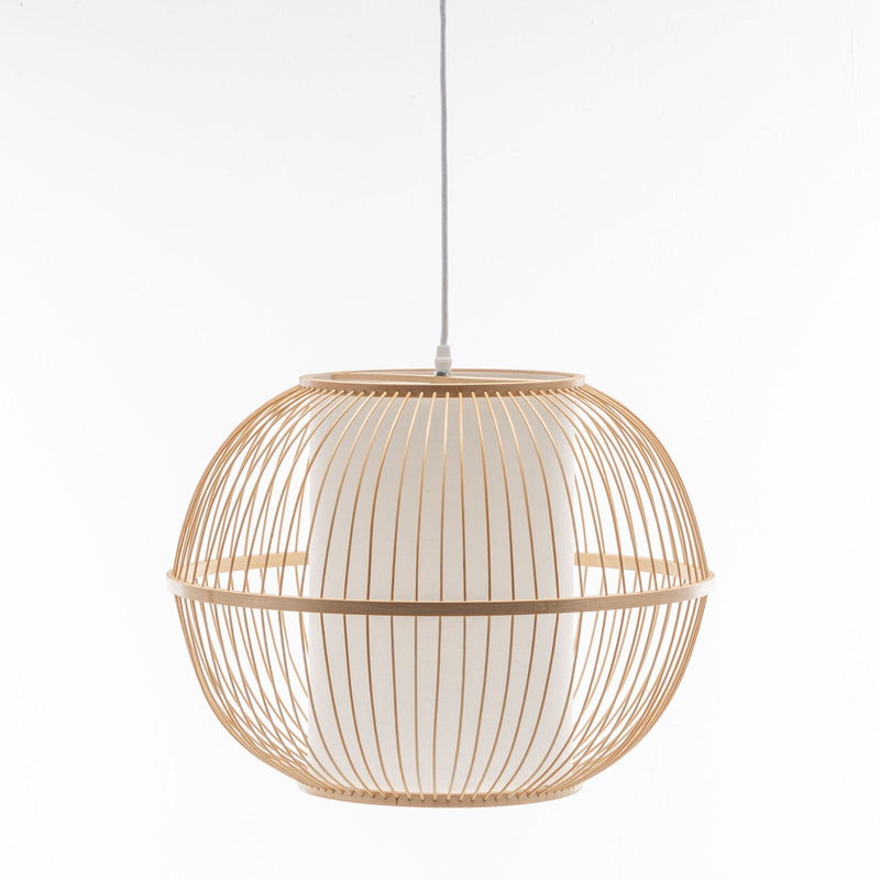 Natural Woven Bamboo Sphere Pendant Lamp Hanging Light Bell Shade Boho Tropical - NuSea