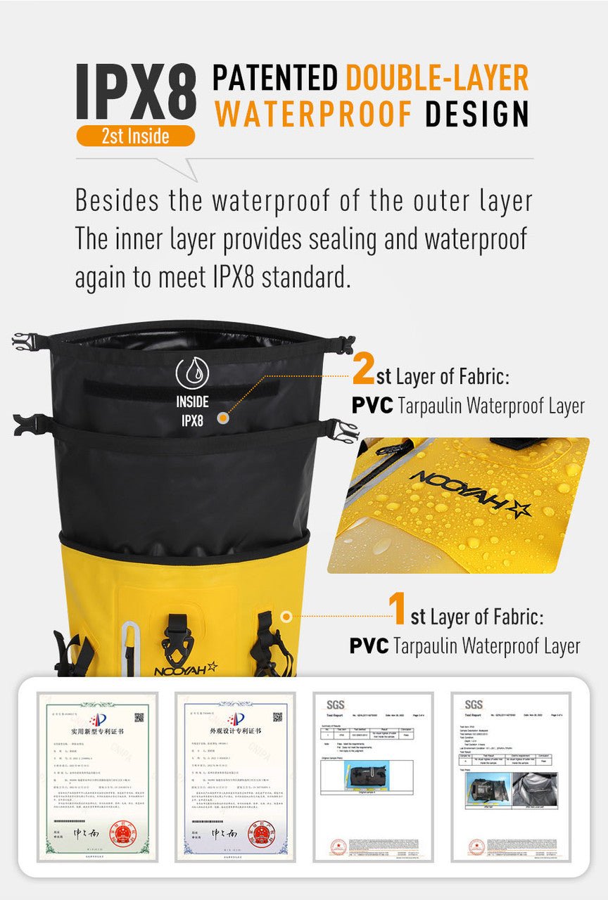 NOOYAH IPX8 Waterproof Bike Cycle Outdoor Sports Backpack Double - Layer Waterproof Bag MINT GREEN - NuSea