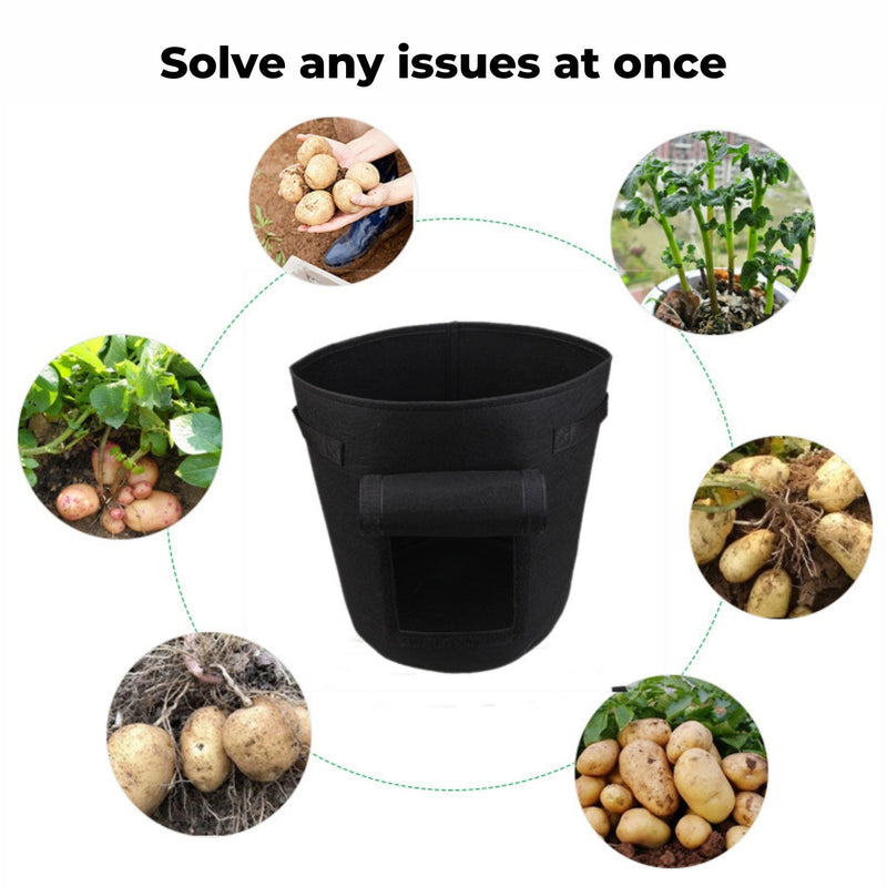 NOVEDEN 5 Packs 10 Gallon Plant Grow Bags with Window Flap (Dark Green) - NuSea