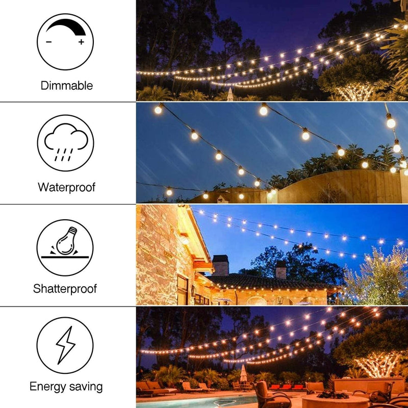 NOVEDEN 53FT 15+1 Bulbs LED Outdoor String Lights Garden Party Decoration - NuSea