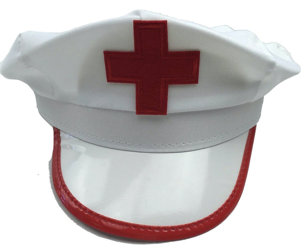 NURSE HAT Doctor Fancy Halloween Party Costume Accessory Cap - White/Red - NuSea