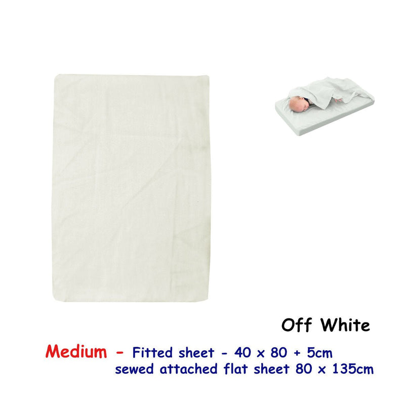 Off White Bassinet Fitted Sheet with a Flat Sheet Sewed Attached - NuSea