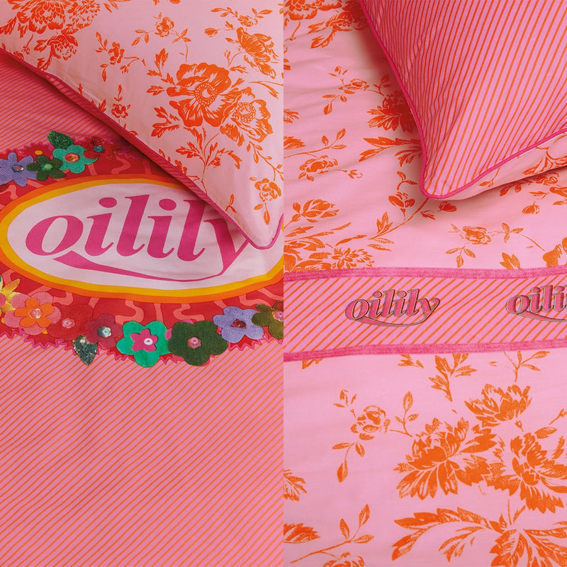 Oilily Prom Flowers Pink Cotton Quilt Cover Set Single - NuSea
