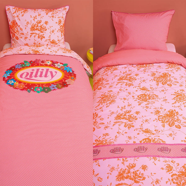Oilily Prom Flowers Pink Cotton Quilt Cover Set Single - NuSea