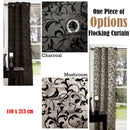 One Piece of Options Flocking Unlined Curtain 110 x 213 cm Charcoal - NuSea