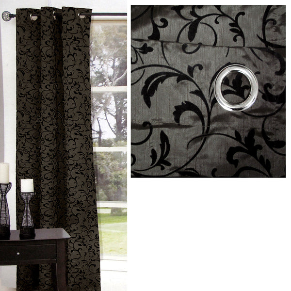 One Piece of Options Flocking Unlined Curtain 110 x 213 cm Charcoal - NuSea