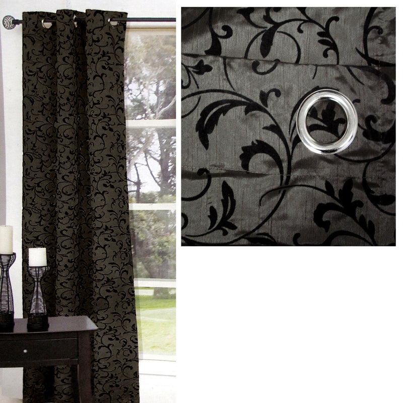 One Piece of Options Flocking Unlined Curtain 110 x 213 cm Charcoal - NuSea