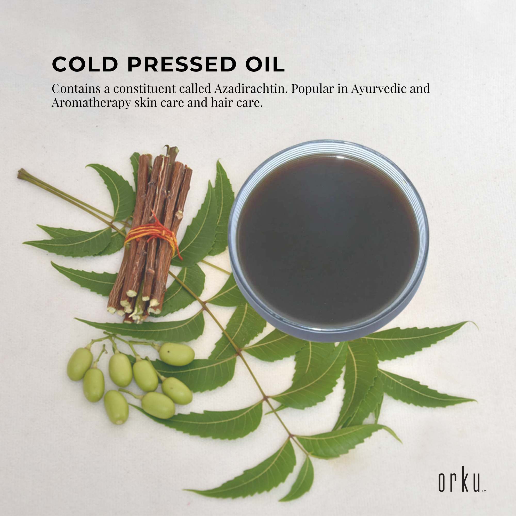 Orku 100ml Organic Neem Seed Oil Debitterised Cold Pressed Azadirachtin Indica - NuSea